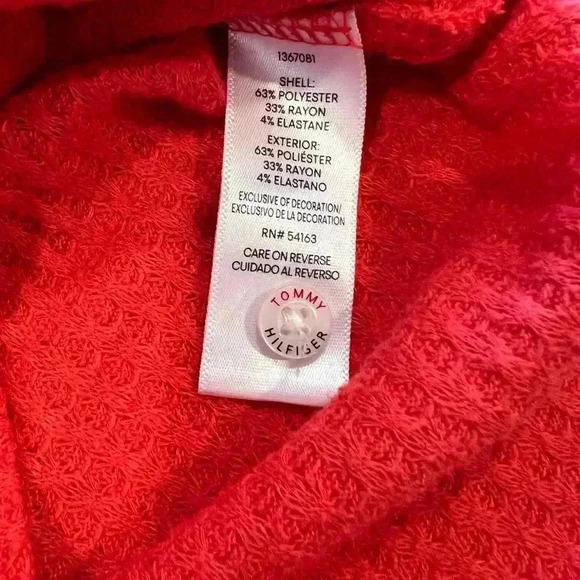 Tommy Hilfiger Waffle Red Cardigan Sweater Size M Long Sleeves V-neck oversized - Picture 5 of 10